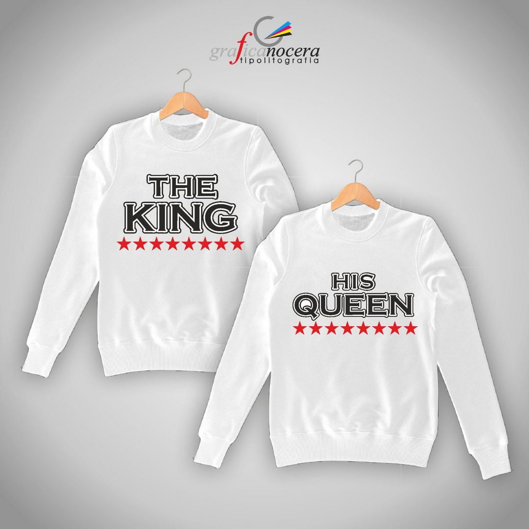 Magliette King E Queen In Coppia | Set Da Uomo E Donna 100% Cotone - Regalo Per Fidanzati