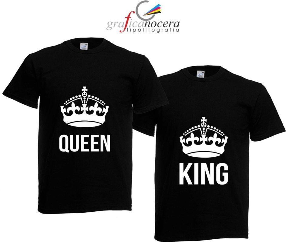 T-Shirt Partnerlook Pizza King & Queen – Maglia In Cotone Per Coppie – Regalo Divertente Per Lui E Lei - 5