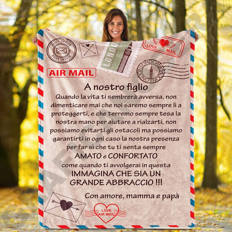 GRAFICA NOCERA Coperta Dedica Lettera Plaid al Figlio dal Papà Famiglia